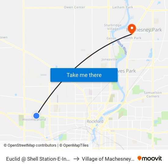 Euclid @ Shell Station-E-Inbound to Village of Machesney Park map