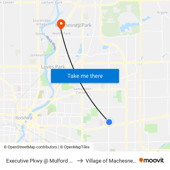 Executive Pkwy @ Mulford Village-E to Village of Machesney Park map