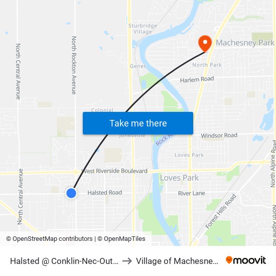 Halsted @ Conklin-Nec-Outbound to Village of Machesney Park map