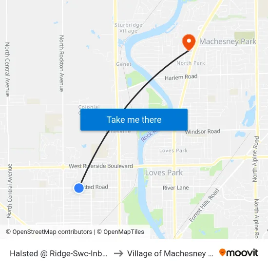 Halsted @ Ridge-Swc-Inbound to Village of Machesney Park map
