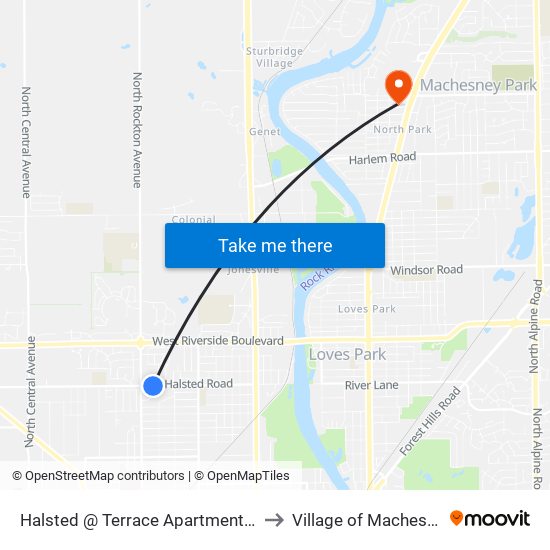 Halsted @ Terrace Apartments-S-Inbound to Village of Machesney Park map