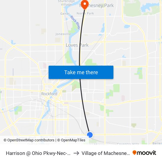 Harrison @ Ohio Pkwy-Nec-Inbound to Village of Machesney Park map