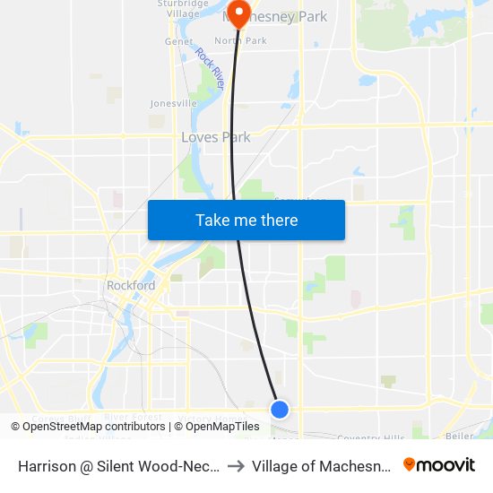 Harrison @ Silent Wood-Nec-Inbound to Village of Machesney Park map