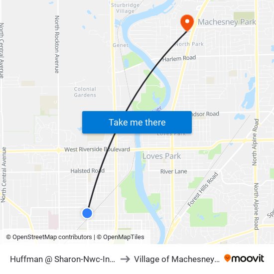 Huffman @ Sharon-Nwc-Inbound to Village of Machesney Park map