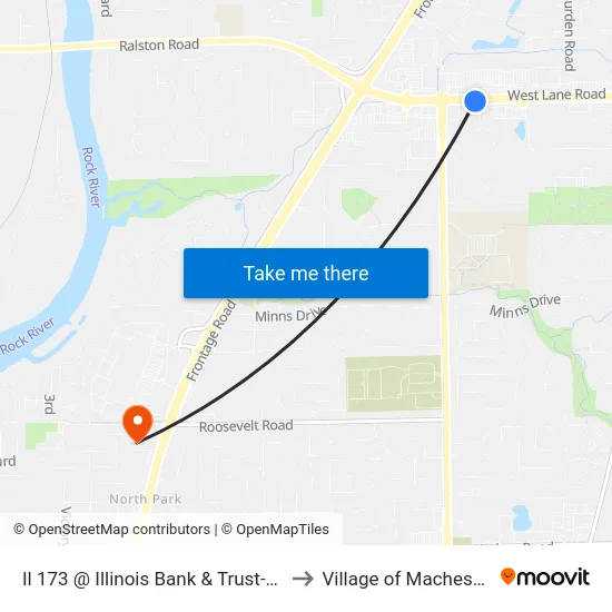 Il 173 @ Illinois Bank & Trust-S-Outbound to Village of Machesney Park map