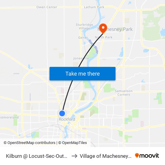 Kilburn @ Locust-Sec-Outbound to Village of Machesney Park map