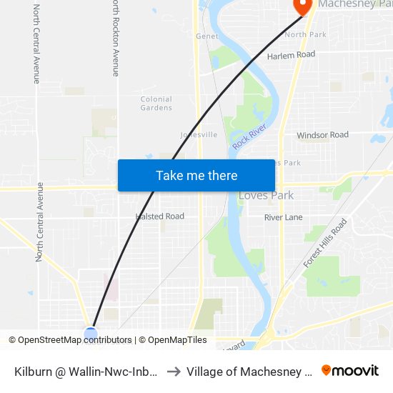 Kilburn @ Wallin-Nwc-Inbound to Village of Machesney Park map