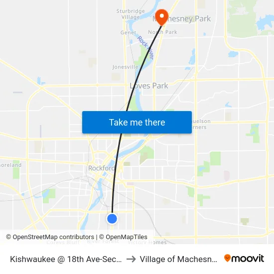 Kishwaukee @ 18th Ave-Sec-Inbound to Village of Machesney Park map
