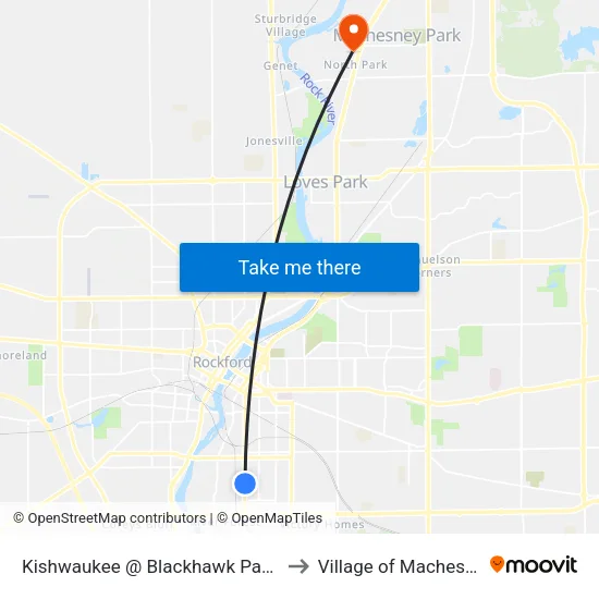 Kishwaukee @ Blackhawk Park-E-Inbound to Village of Machesney Park map