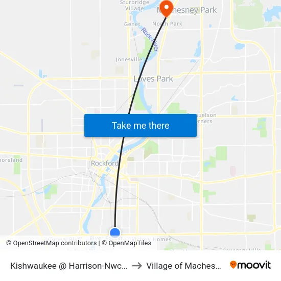 Kishwaukee @ Harrison-Nwc-Outbound to Village of Machesney Park map