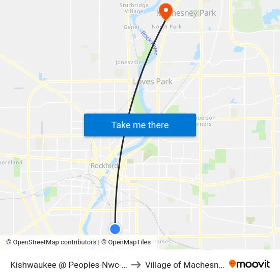 Kishwaukee @ Peoples-Nwc-Outbound to Village of Machesney Park map