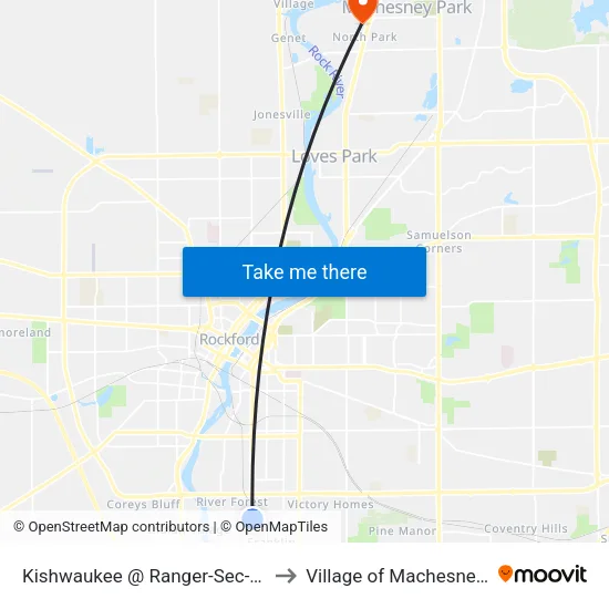 Kishwaukee @ Ranger-Sec-Inbound to Village of Machesney Park map