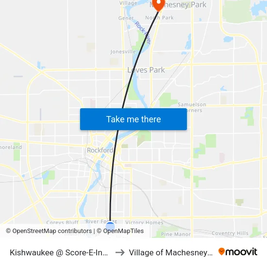 Kishwaukee @ Score-E-Inbound to Village of Machesney Park map