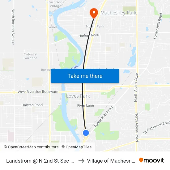 Landstrom @ N 2nd St-Sec-Outbound to Village of Machesney Park map