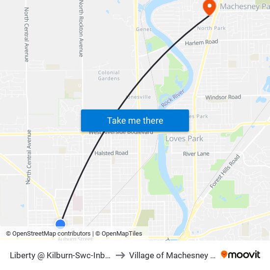 Liberty @ Kilburn-Swc-Inbound to Village of Machesney Park map