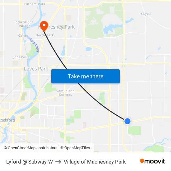 Lyford @ Subway-W to Village of Machesney Park map