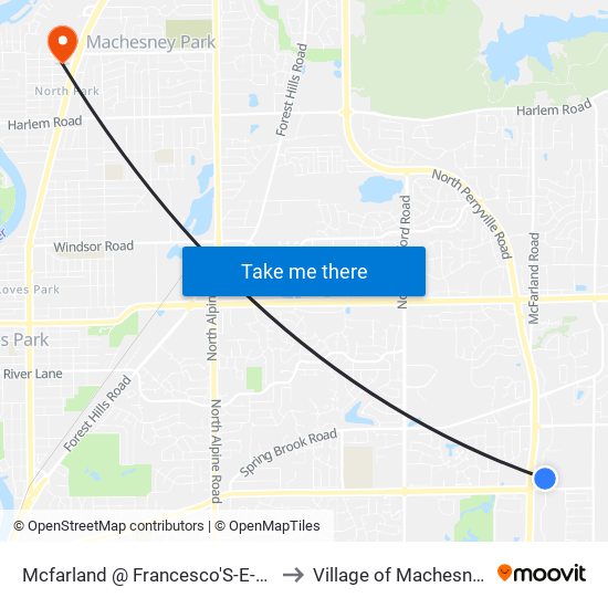 Mcfarland @ Francesco'S-E-Outbound to Village of Machesney Park map