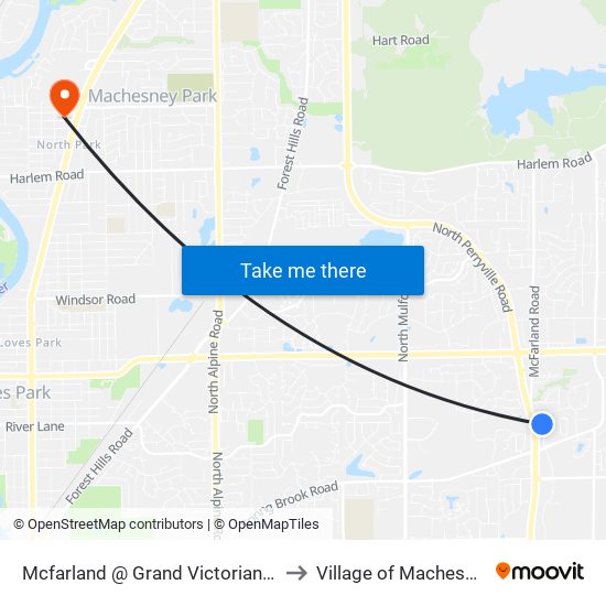 Mcfarland @ Grand Victorian-E-Inbound to Village of Machesney Park map