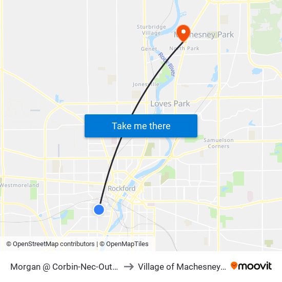 Morgan @ Corbin-Nec-Outbound to Village of Machesney Park map