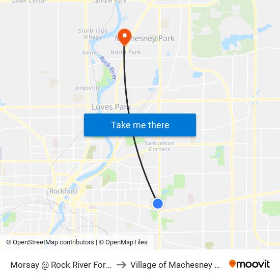 Morsay @ Rock River Ford-N to Village of Machesney Park map