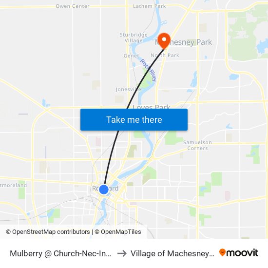 Mulberry @ Church-Nec-Inbound to Village of Machesney Park map