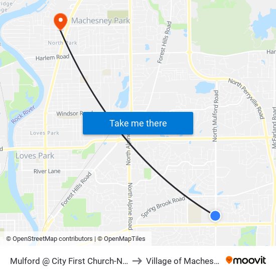 Mulford @ City First Church-Nwc-Inbound to Village of Machesney Park map