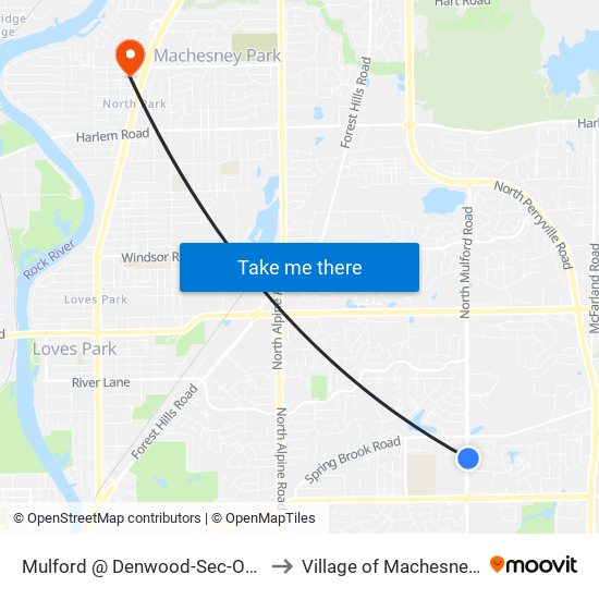Mulford @ Denwood-Sec-Outbound to Village of Machesney Park map