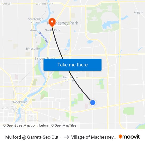 Mulford @ Garrett-Sec-Outbound to Village of Machesney Park map