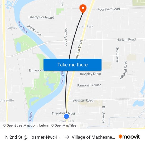 N 2nd St @ Hosmer-Nwc-Inbound to Village of Machesney Park map