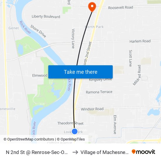 N 2nd St @ Renrose-Sec-Outbound to Village of Machesney Park map