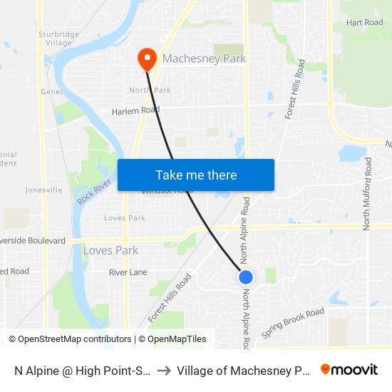 N Alpine @ High Point-Sec to Village of Machesney Park map