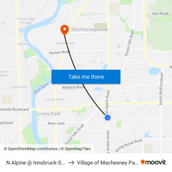 N Alpine @ Innsbruck-Sec to Village of Machesney Park map