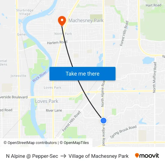 N Alpine @ Pepper-Sec to Village of Machesney Park map