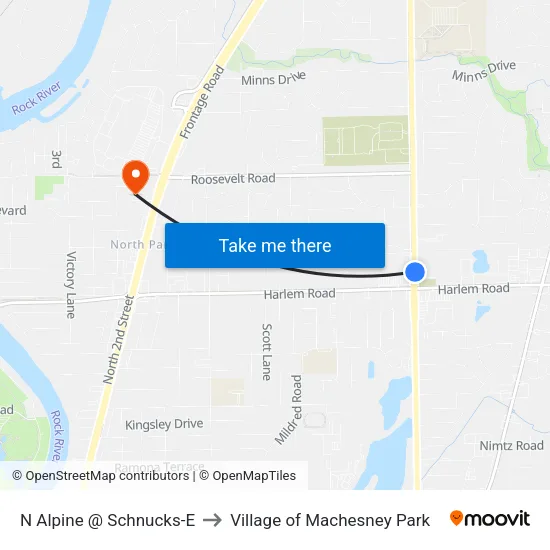 N Alpine @ Schnucks-E to Village of Machesney Park map