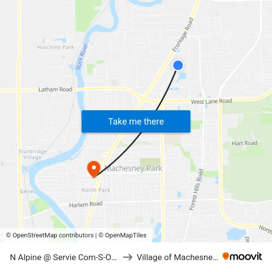 N Alpine @ Servie Com-S-Outbound to Village of Machesney Park map