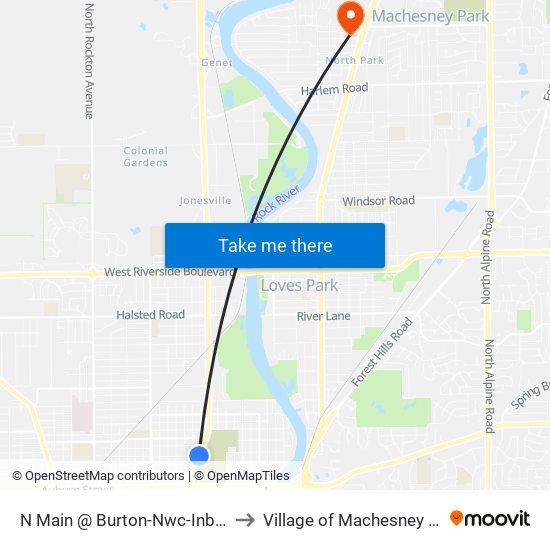 N Main @ Burton-Nwc-Inbound to Village of Machesney Park map