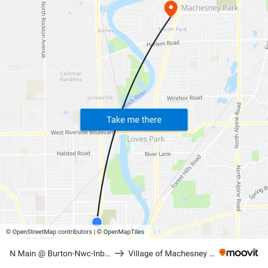 N Main @ Burton-Nwc-Inbound to Village of Machesney Park map