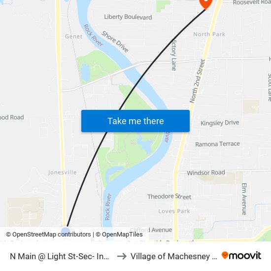 N Main @ Light St-Sec- Inbound to Village of Machesney Park map