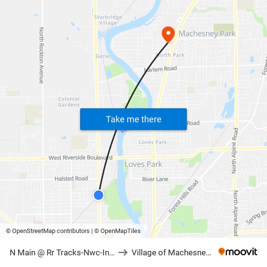 N Main @ Rr Tracks-Nwc-Inbound to Village of Machesney Park map