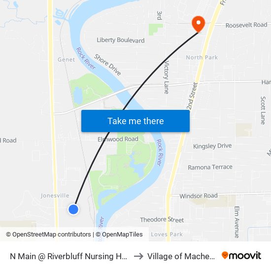 N Main @ Riverbluff Nursing Home-S-Inbound to Village of Machesney Park map