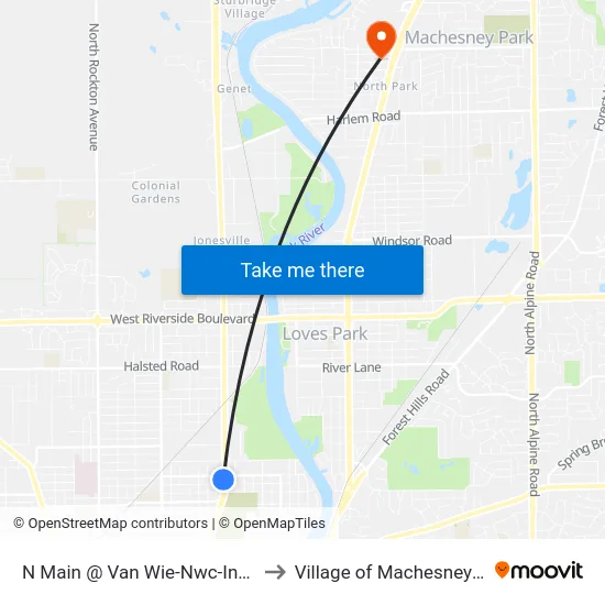 N Main @ Van Wie-Nwc-Inbound to Village of Machesney Park map