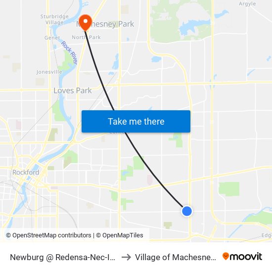 Newburg @ Redensa-Nec-Inbound to Village of Machesney Park map