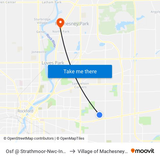 Osf @ Strathmoor-Nwc-Inbound to Village of Machesney Park map