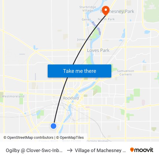 Ogilby @ Clover-Swc-Inbound to Village of Machesney Park map