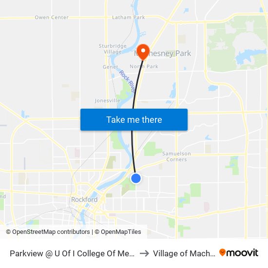 Parkview @ U Of I College Of Medicine-Sec-Outbound to Village of Machesney Park map