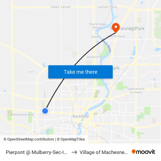 Pierpont @ Mulberry-Sec-Inbound to Village of Machesney Park map