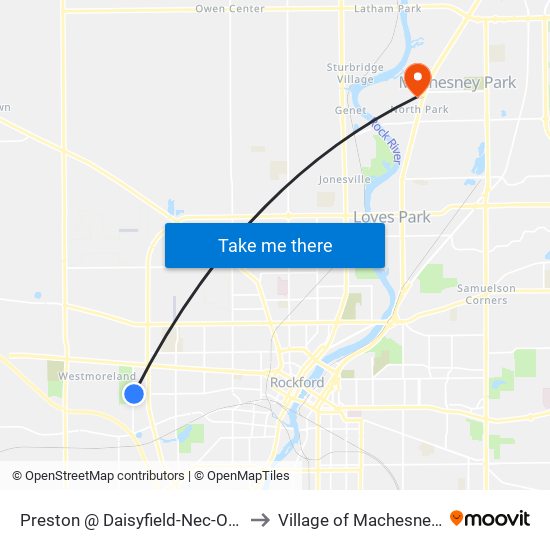 Preston @ Daisyfield-Nec-Outbound to Village of Machesney Park map