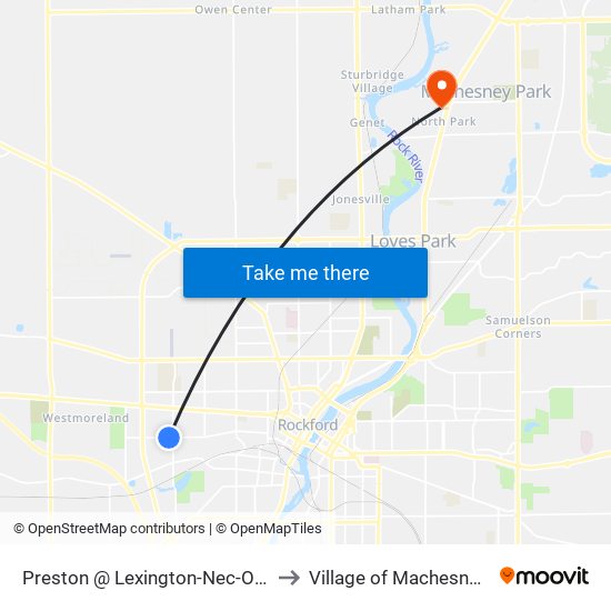 Preston @ Lexington-Nec-Outbound to Village of Machesney Park map