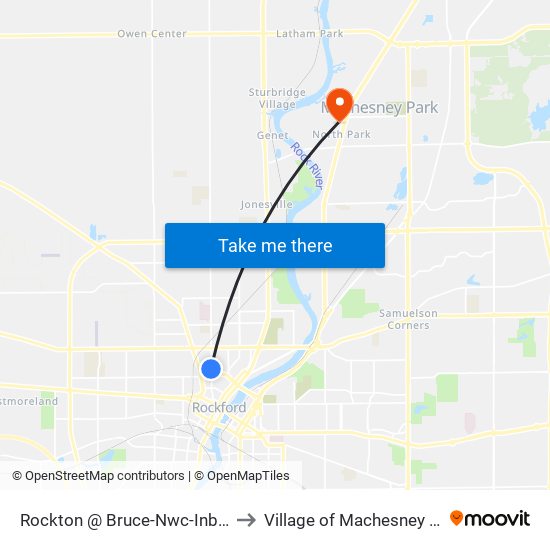 Rockton @ Bruce-Nwc-Inbound to Village of Machesney Park map