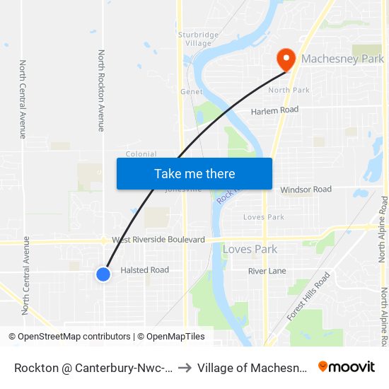 Rockton @ Canterbury-Nwc-Inbound to Village of Machesney Park map